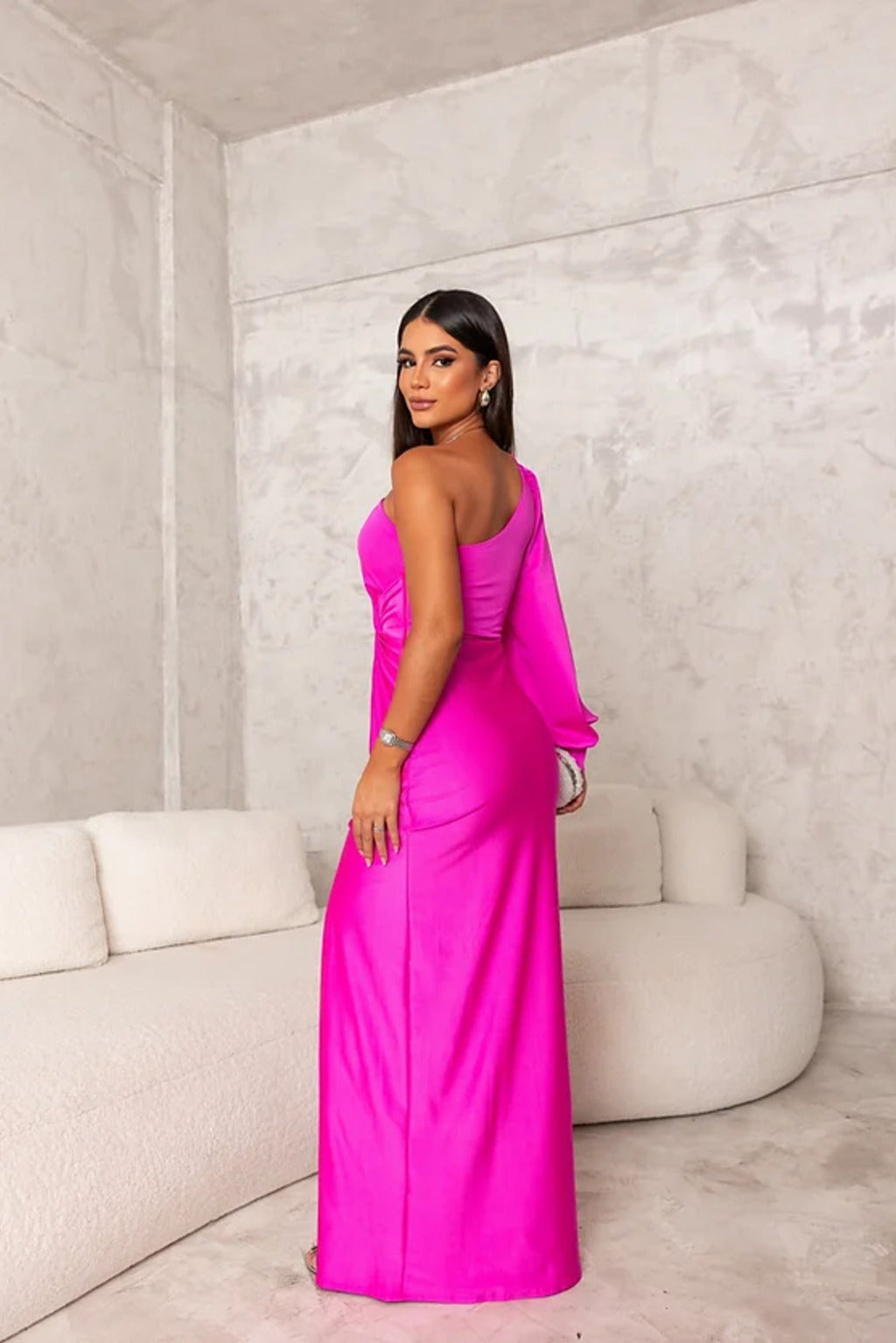 Women’s One-Shoulder Slit Evening Maxi Dress