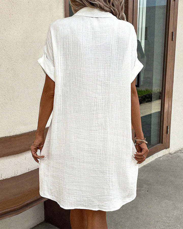 Summer Comfort Short Sleeve Shirt Dress