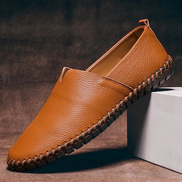 Comfort Leather Loafers Slip On Stitched