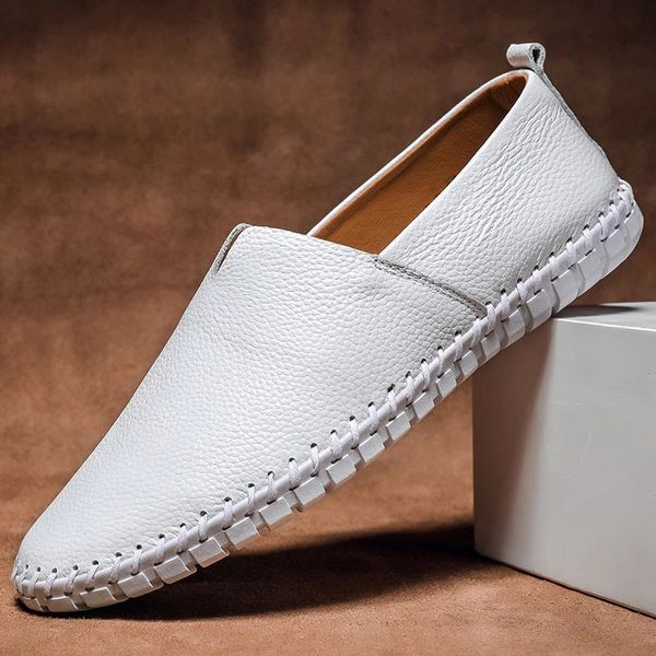 Comfort Leather Loafers Slip On Stitched