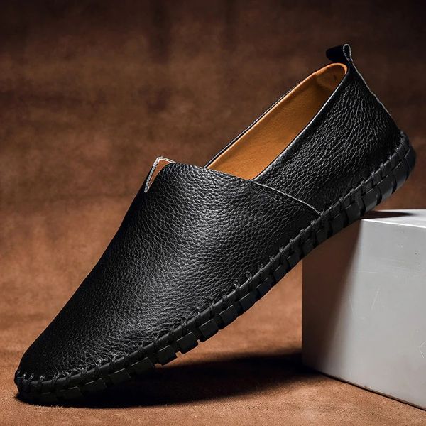 Comfort Leather Loafers Slip On Stitched