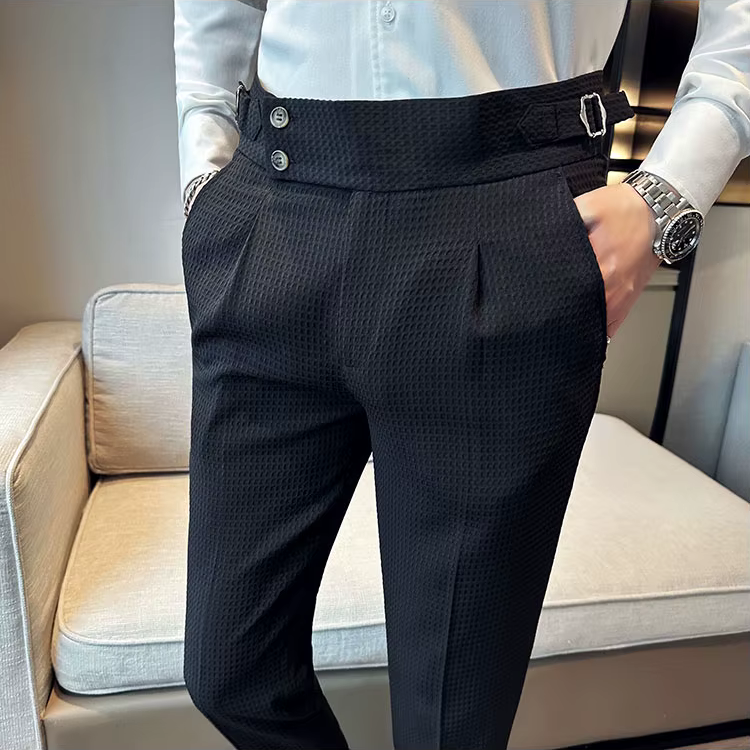 Men’s Pleated Waffle Dress Pants