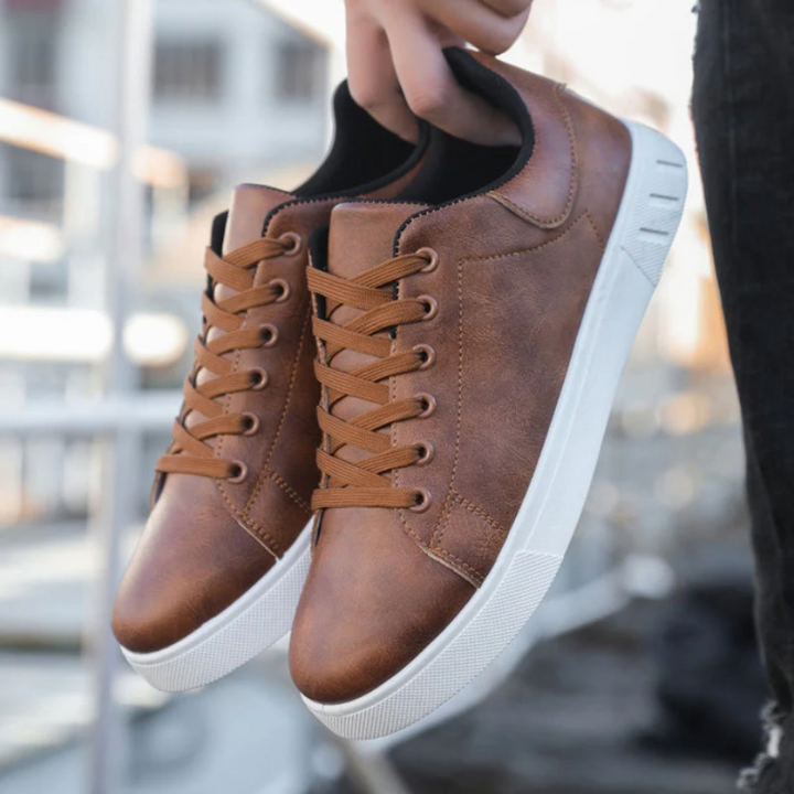 Lace Up Leather Trainers | Low Top
