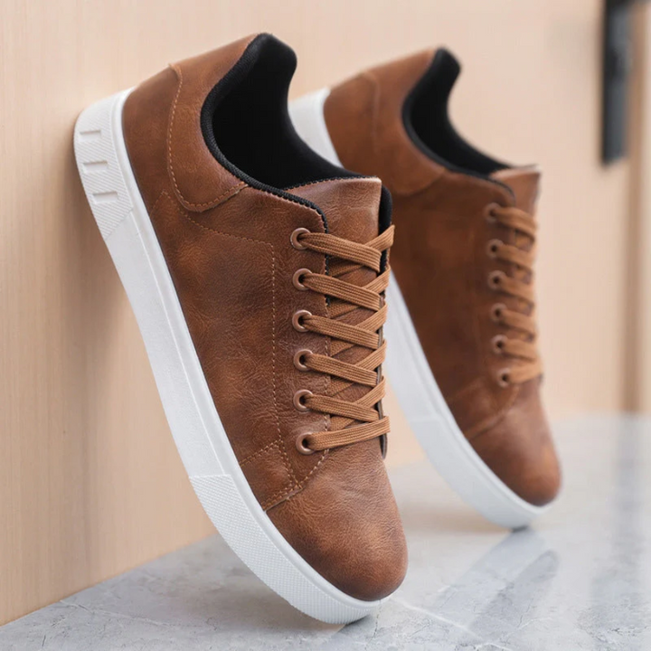 Lace Up Leather Trainers | Low Top