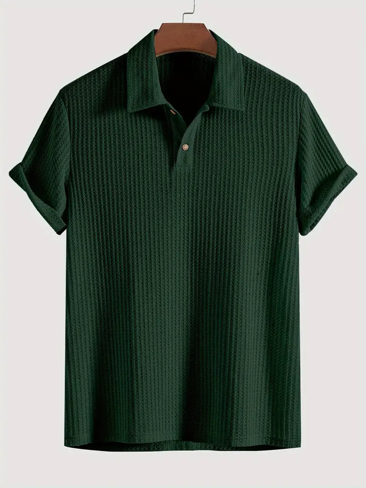 Casual Textured Short Sleeve Polo Shirt