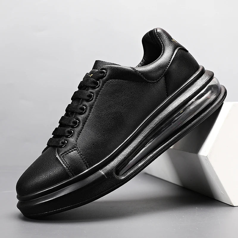 Low-Top Leather Lace-Up Sneakers