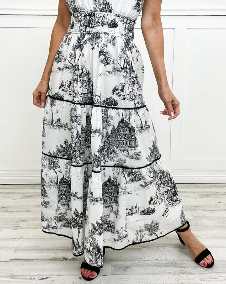 Women’s Classic Toile Tiered Maxi Dress