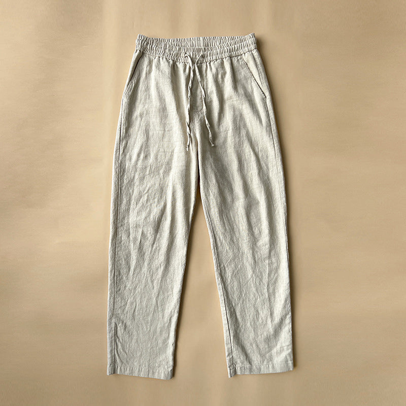 Comfortable Linen Trousers Elastic Waist Drawstring