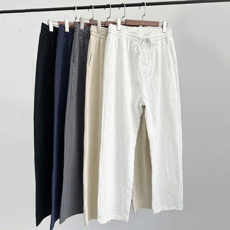 Comfortable Linen Trousers Elastic Waist Drawstring