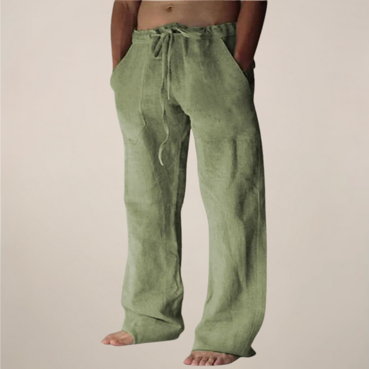 Men’s Linen Drawstring Wide-Leg Loose Trousers