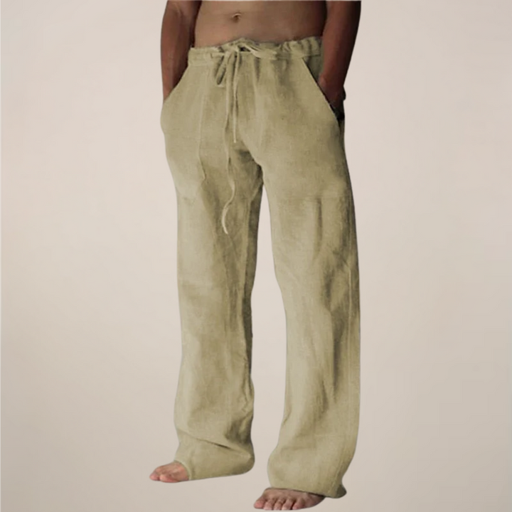 Men’s Linen Drawstring Wide-Leg Loose Trousers