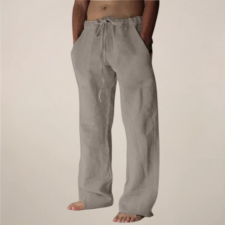 Men’s Linen Drawstring Wide-Leg Loose Trousers