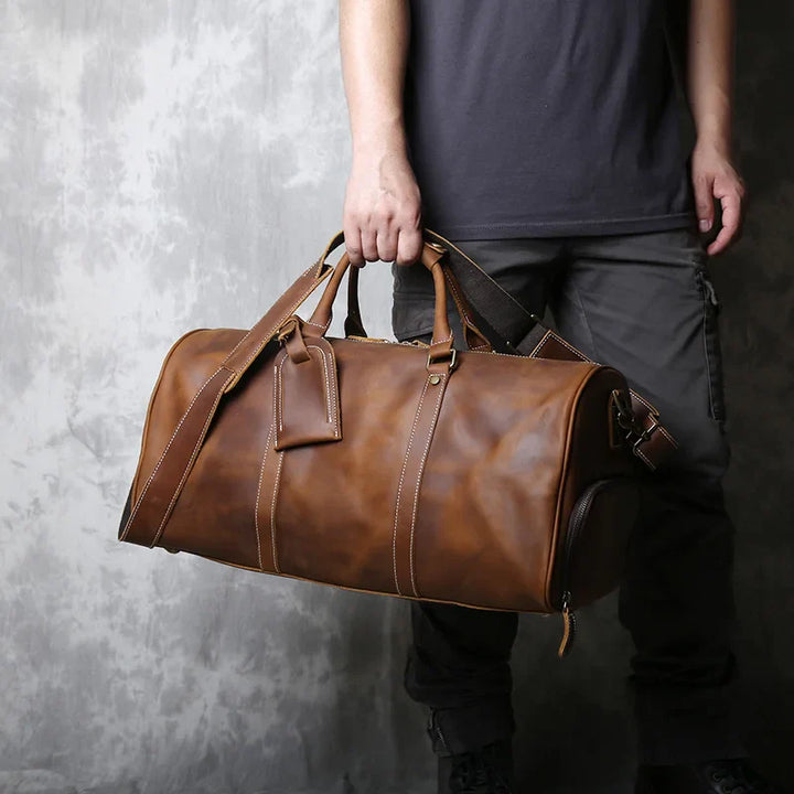 Classic Leather Duffel Travel Bag
