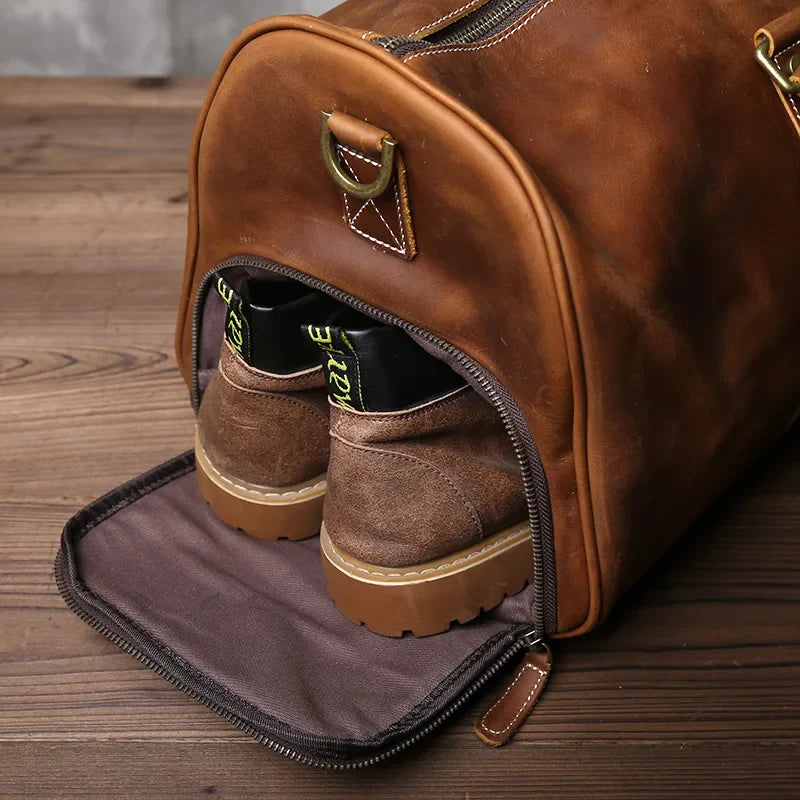 Classic Leather Duffel Travel Bag