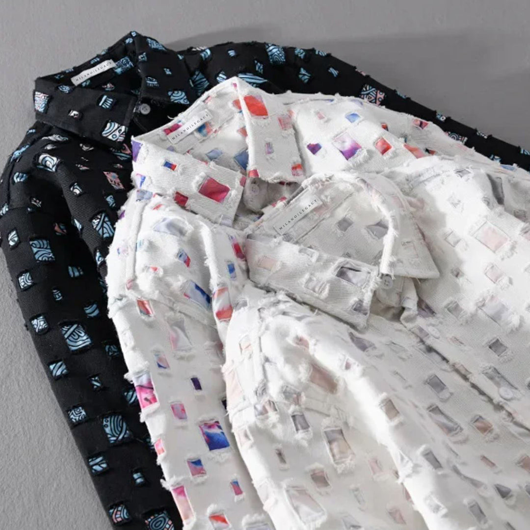 Plaid Shirt | Long Sleeve Geometric Print