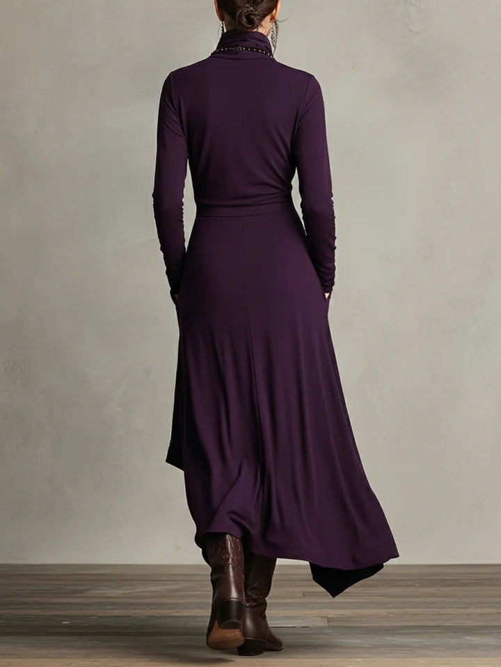Women’s Elegant High Neck Long Sleeve Maxi Dress