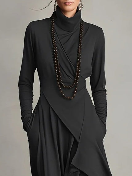 Women’s Elegant High Neck Long Sleeve Maxi Dress