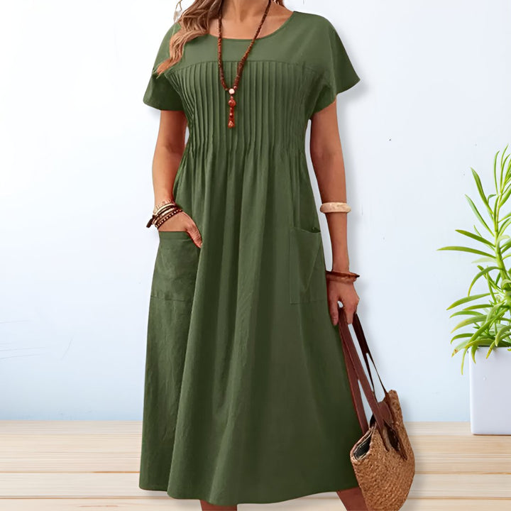 Women’s Relaxed Boho Midi Dress | Short Sleeve
