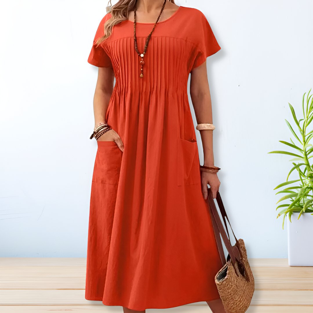 Women’s Relaxed Boho Midi Dress | Short Sleeve