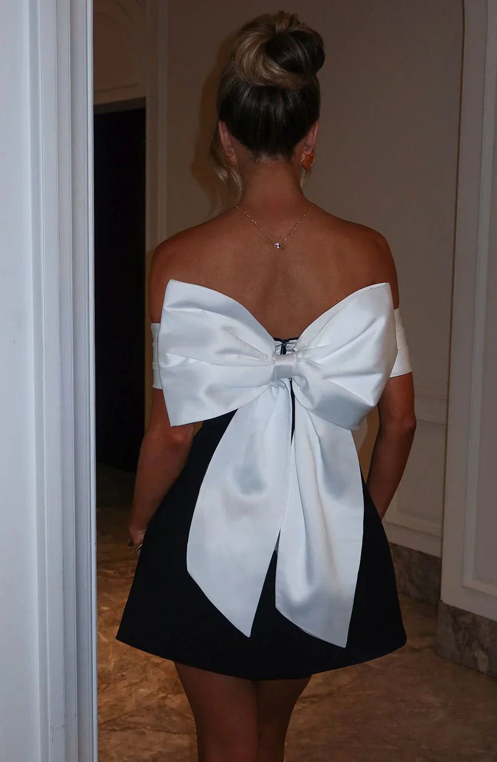 Backless Bow Mini Dress