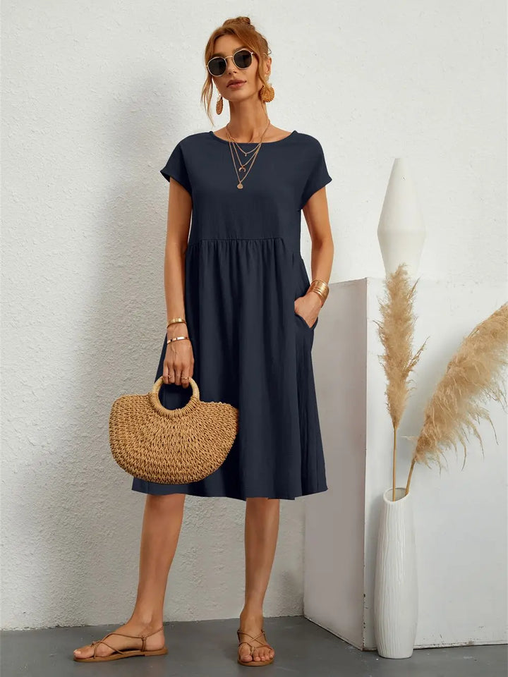 Casual Short Sleeve Pocket Dress for Women