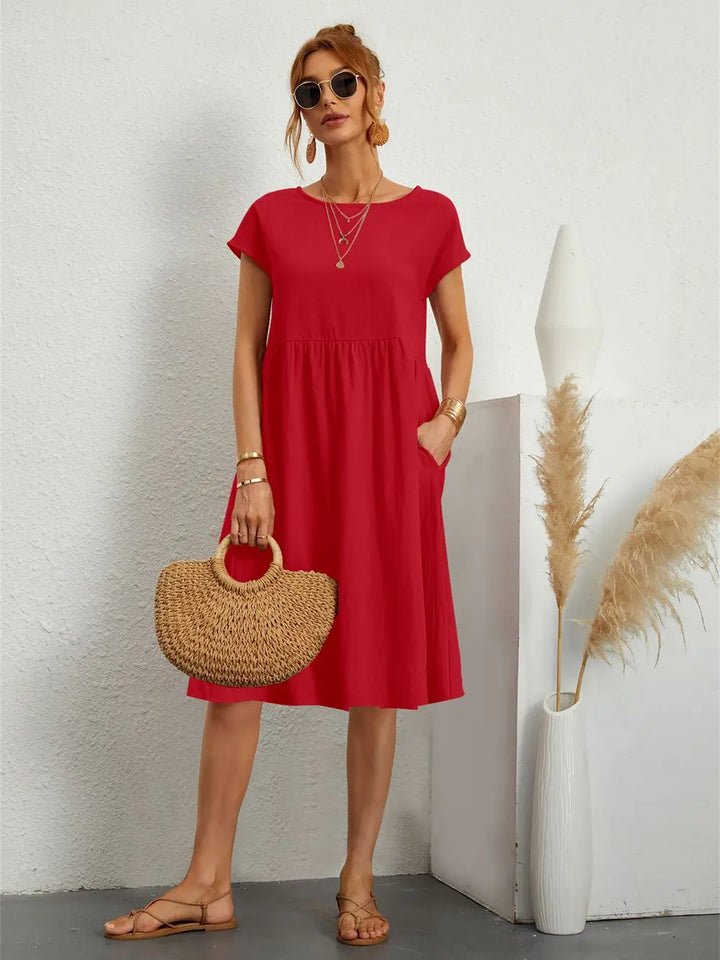 Casual Short Sleeve Pocket Dress for Women