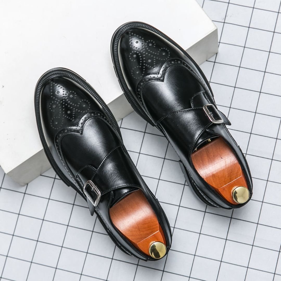 Men's Wingtip Brogue Monk Strap Dress Shoes | Detailed Slip-On Hero