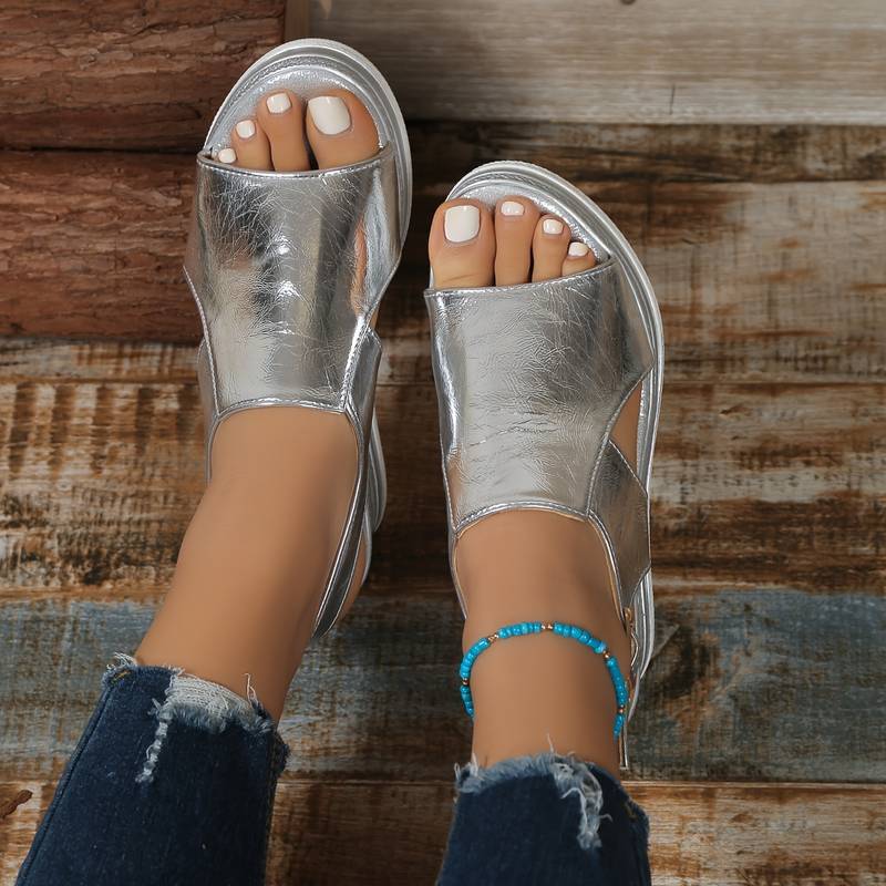 Orthopedic Wedge Sandals | Metallic Slingback