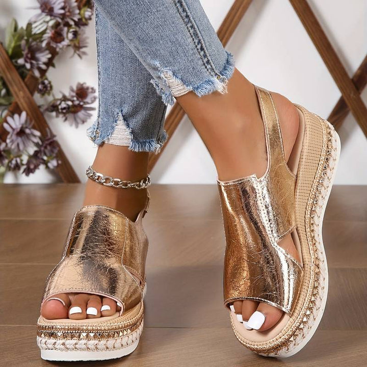Orthopedic Wedge Sandals | Metallic Slingback