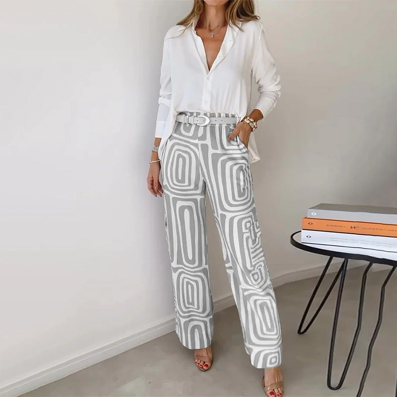 Elegant Two-Piece Set | Wide Leg Printed