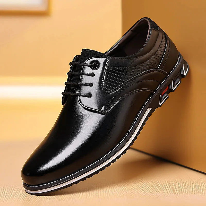Oxford Leather Lace-Up Low-Top Shoes