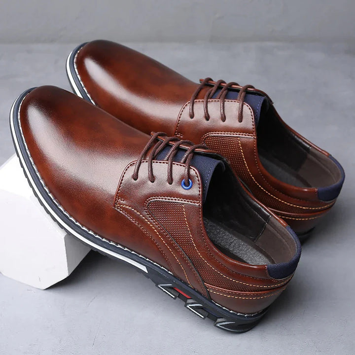 Oxford Leather Lace-Up Low-Top Shoes