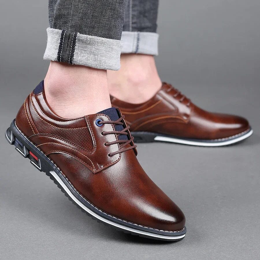 Oxford Leather Lace-Up Low-Top Shoes