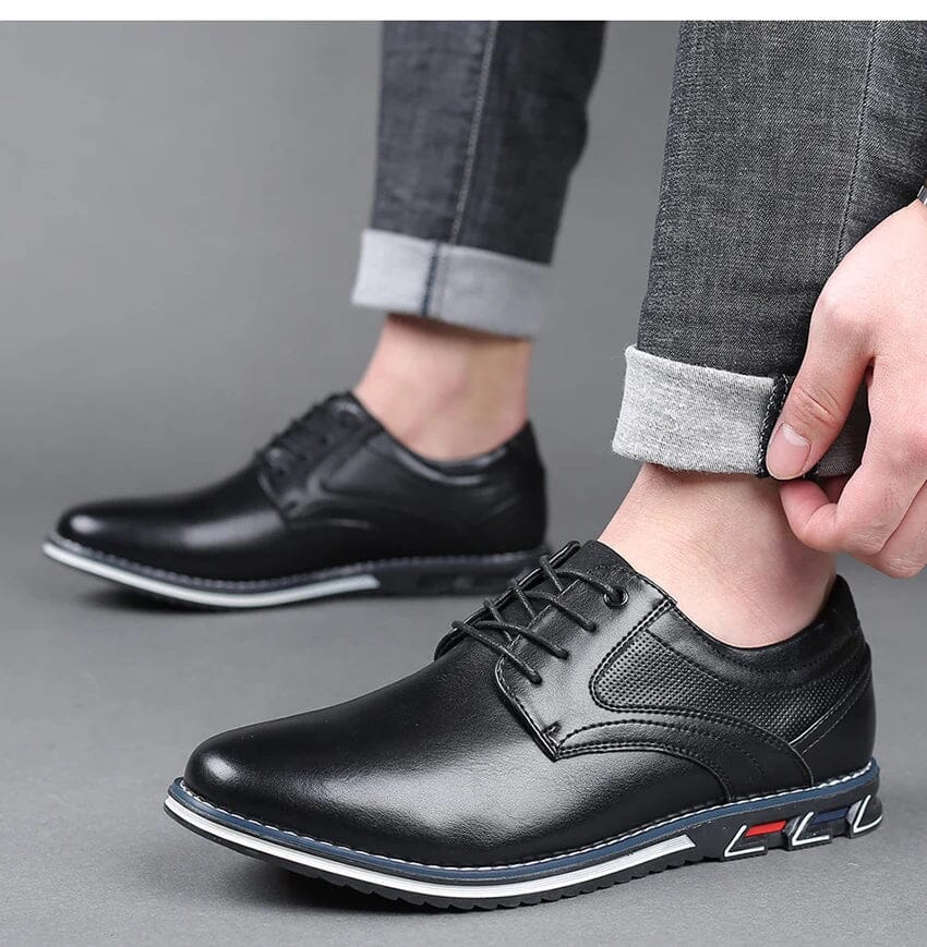 Oxford Leather Lace-Up Low-Top Shoes