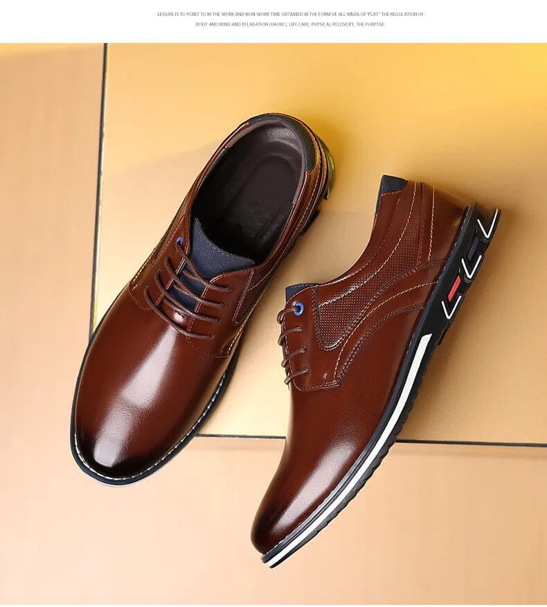 Oxford Leather Lace-Up Low-Top Shoes