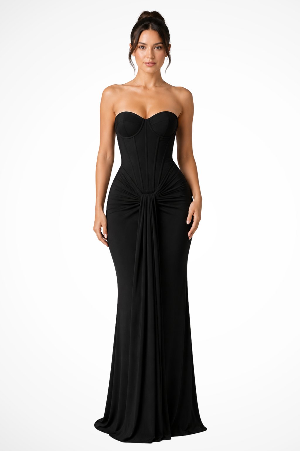 Women's Strapless Corset Draped Maxi Dress | Wedding Guest Hero